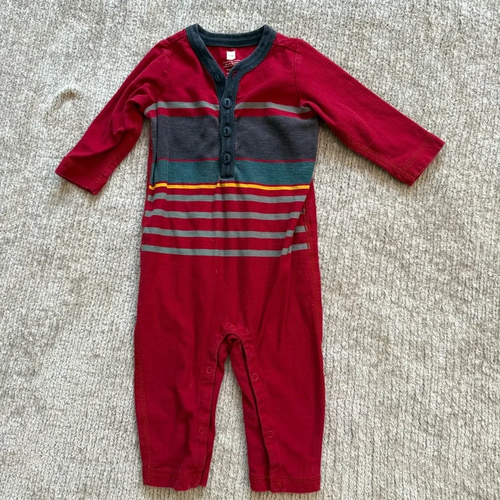 Tea Collection Baby Rompers 3–6M Lot of 2 Tiger & Stripe Cotton‎ One-Piece